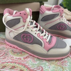 Gucci Dali Pink / White Mac80 High Top Sneakers